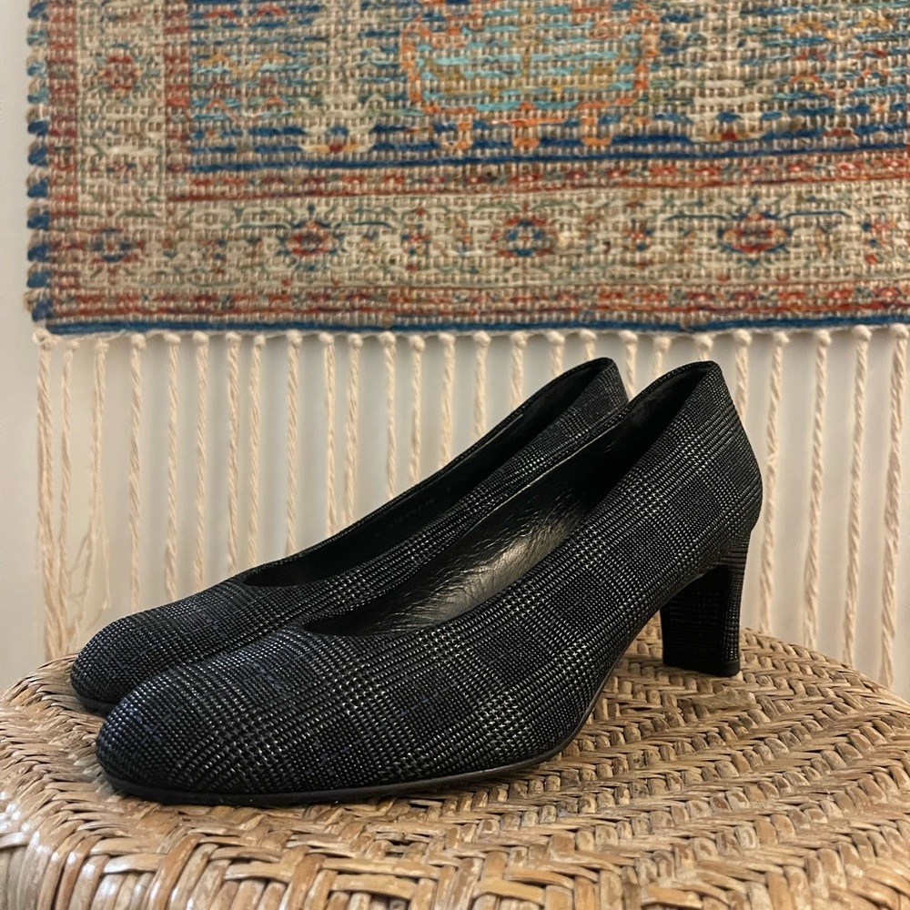 Stuart Weitzman plaid kitten heels